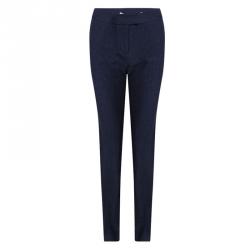 Pre Owned Diane Von Furstenberg Blue Textured Cotton Nicola Trousers XS