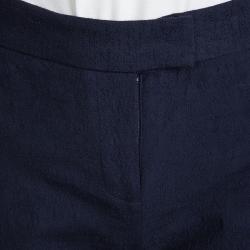Pre Owned Diane Von Furstenberg Blue Textured Cotton Nicola Trousers XS