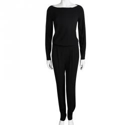 Pre Owned Diane Von Furstenberg Black Long Sleeve Cynthia Jumpsuit S