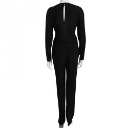 Pre Owned Diane Von Furstenberg Black Long Sleeve Cynthia Jumpsuit S