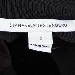 Pre Owned Diane Von Furstenberg Black Floral Patchwork Detail Darling Dress S