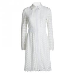 Pre Owned Diane Von Furstenberg White Waldorf Cosmic Lace Cocktail Coat XS