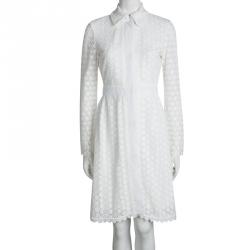 Pre Owned Diane Von Furstenberg White Waldorf Cosmic Lace Cocktail Coat XS
