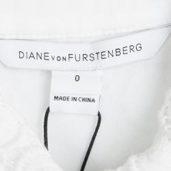 Pre Owned Diane Von Furstenberg White Waldorf Cosmic Lace Cocktail Coat XS