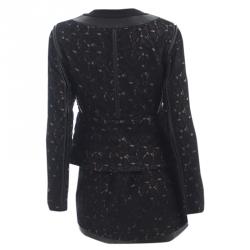 Pre Owned Diane Von Furstenberg Black Pebble Lace Skirt Suit