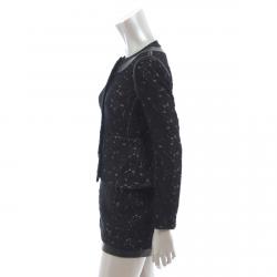 Pre Owned Diane Von Furstenberg Black Pebble Lace Skirt Suit