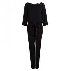 Diane Von Furstenberg Black Long Sleeve Belted Gwynne Jumpsuit S