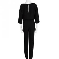 Diane Von Furstenberg Black Long Sleeve Belted Gwynne Jumpsuit S