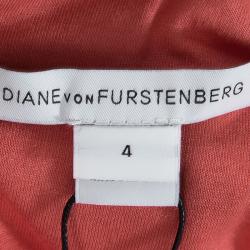 Pre Owned Diane Von Furstenberg Red Hot Coral Zarita Lace Dress S