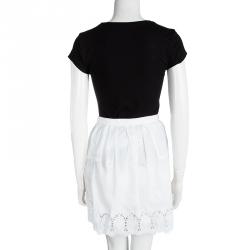 مملوكة مسبقًا Diane Von Furstenberg White Cotton Sadey Eyelet Skirt XS
