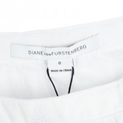 مملوكة مسبقًا Diane Von Furstenberg White Cotton Sadey Eyelet Skirt XS