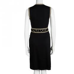 Pre Owned Diane Von Furstenberg Black Embroidered Sleeveless Tyche Dress S