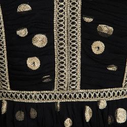 Pre Owned Diane Von Furstenberg Black Embroidered Sleeveless Tyche Dress S