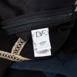 Pre Owned Diane Von Furstenberg Black Embroidered Sleeveless Tyche Dress S