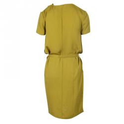 Pre Owned Diane Von Furstenberg Yellow Danil Silk Dress S
