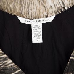 Pre Owned Diane Von Furstenberg Multicolor Abstract Printed Silk Gabie Blouse L