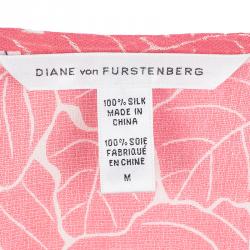 Pre Owned Diane Von Furstenberg Pink Abstract Print Silk Ruched Tommy Top M