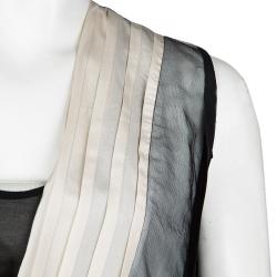 Pre Owned Diane Von Furstenberg Monochrome Lace Detail Draped Talitha Top XS