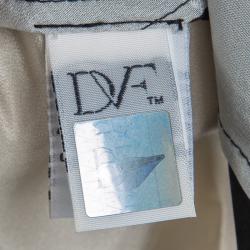 Pre Owned Diane Von Furstenberg Monochrome Lace Detail Draped Talitha Top XS