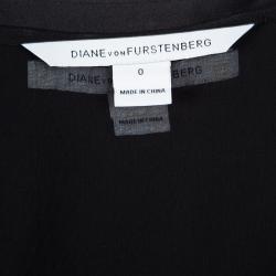 Pre Owned Diane Von Furstenberg Monochrome Lace Detail Draped Talitha Top XS