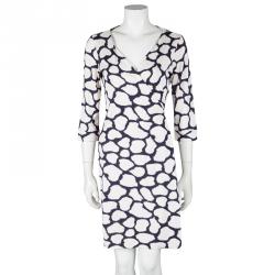 Pre Owned Diane Von Furstenberg Multicolor Printed Silk New Julian Two Wrap Dress M