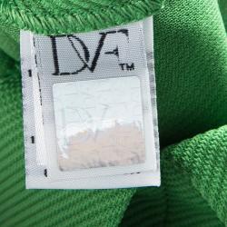 Pre Owned Diane Von Furstenberg Green Knit Belted Maizah Dress M