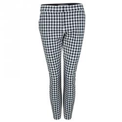 Pre Owned Diane Von Furstenberg Monochrome Gingham Plaid Genesis Top and Pant Set S