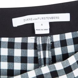 Pre Owned Diane Von Furstenberg Monochrome Gingham Plaid Genesis Top and Pant Set S
