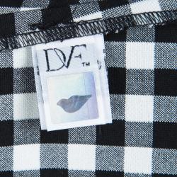 Pre Owned Diane Von Furstenberg Monochrome Gingham Plaid Genesis Top and Pant Set S