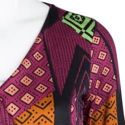 Pre Owned Diane Von Furstenberg Multicolor Printed Jersey New Julian Two Wrap Dress S