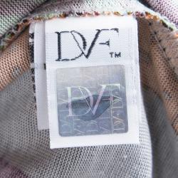 Pre Owned Diane Von Furstenberg Multicolor Printed Jersey New Julian Two Wrap Dress S