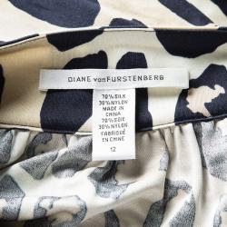 Pre Owned Diane Von Furstenberg Multicolor Animal Printed Pele Top L