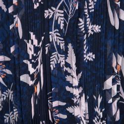 Pre Owned Diane Von Furstenberg Navy Blue Floral Printed Silk Pintucked Holody Maxi Dress S