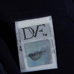 Pre Owned Diane Von Furstenberg Navy Blue Floral Printed Silk Pintucked Holody Maxi Dress S