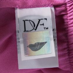 Pre Owned Diane Von Furstenberg Pink Floral Print Pleated Sleeveless Ria Dress L