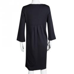 Pre Owned Diane Von Furstenberg Dark Grey Wool Draped Elena Shift Dress L