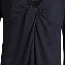 Pre Owned Diane Von Furstenberg Dark Grey Wool Draped Elena Shift Dress L