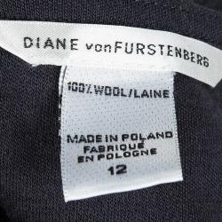 Pre Owned Diane Von Furstenberg Dark Grey Wool Draped Elena Shift Dress L
