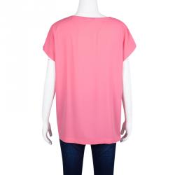 Pre Owned Diane Von Furstenberg Pink Acedia Crepe Top L