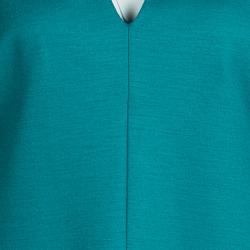 Pre Owned Diane Von Furstenberg Blue Wool Short Sleeve Aurora Sheath Dress L