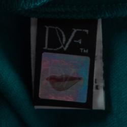 Pre Owned Diane Von Furstenberg Blue Wool Short Sleeve Aurora Sheath Dress L