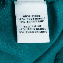 Pre Owned Diane Von Furstenberg Blue Wool Short Sleeve Aurora Sheath Dress L