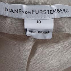 Pre Owned Diane Von Furstenberg New Moon Grey Long Sleeve Elima Blouse L
