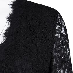 Pre Owned Diane Von Furstenberg Black Scalloped Lace Long Sleeve Bria Blouse S