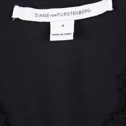 Pre Owned Diane Von Furstenberg Black Scalloped Lace Long Sleeve Bria Blouse S