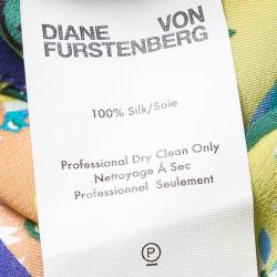 Pre Owned Diane Von Furstenberg Yellow Floral Printed Silk Sleeveless Maxi Dress XS