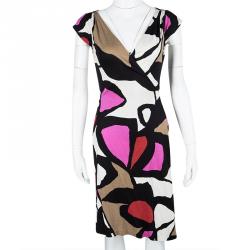 Pre Owned Diane Von Furstenberg Multicolor Printed Silk Abri Wrap Dress M