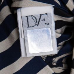 Pre Owned Diane Von Furstenberg Multicolor Striped Silk Belted Florence Dress M