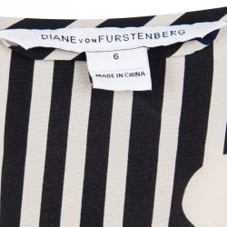 Pre Owned Diane Von Furstenberg Multicolor Striped Silk Belted Florence Dress M