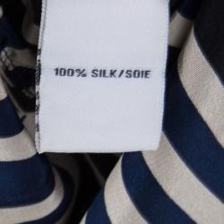 Pre Owned Diane Von Furstenberg Multicolor Striped Silk Belted Florence Dress M